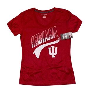 Indiana Hoosiers Champion Women’s V-Neck T-Shirt Medium Red Polyester NWT